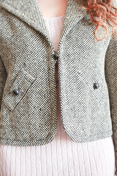 1950s Galanos Black Tweed Wool Jacket