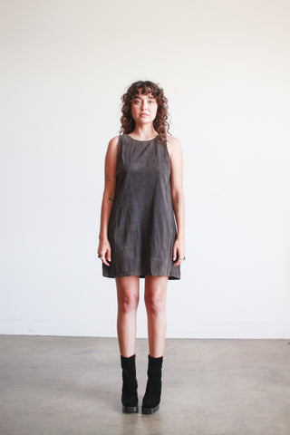 1980s Valentino Charcoal Suede Mini Dress