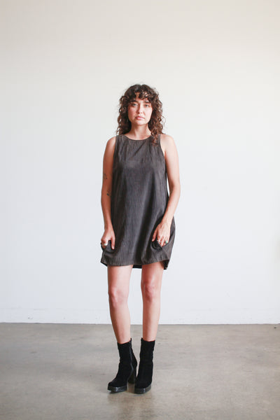 1980s Valentino Charcoal Suede Mini Dress