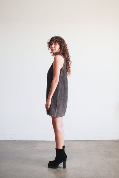 1980s Valentino Charcoal Suede Mini Dress