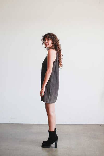 1980s Valentino Charcoal Suede Mini Dress