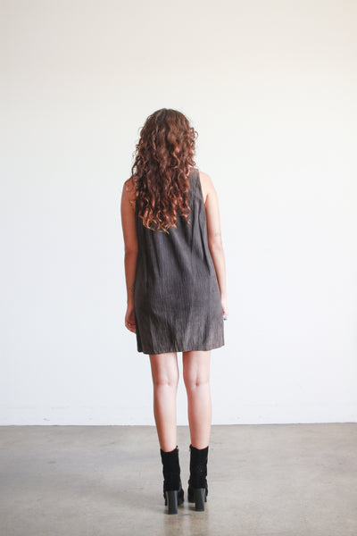 1980s Valentino Charcoal Suede Mini Dress