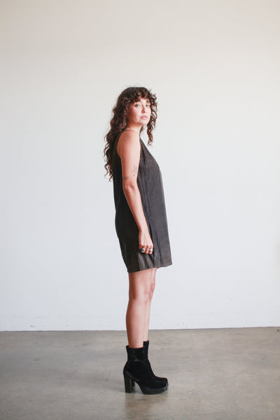 1980s Valentino Charcoal Suede Mini Dress