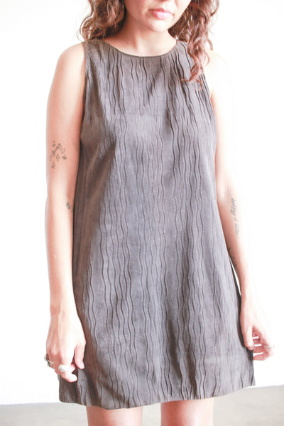 1980s Valentino Charcoal Suede Mini Dress