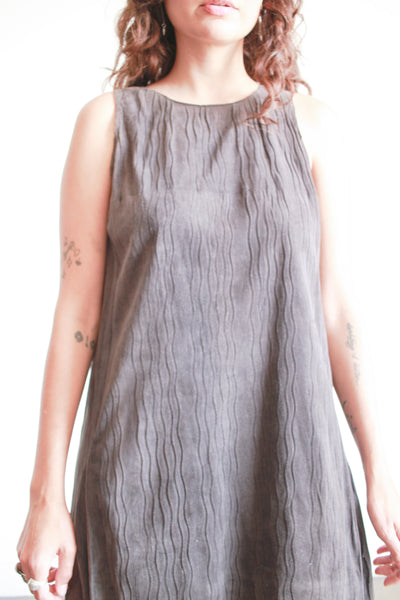 1980s Valentino Charcoal Suede Mini Dress