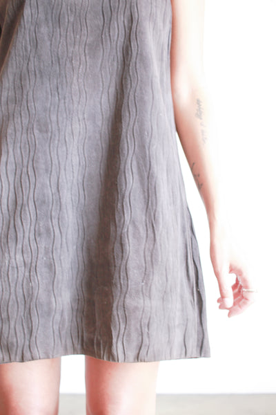 1980s Valentino Charcoal Suede Mini Dress