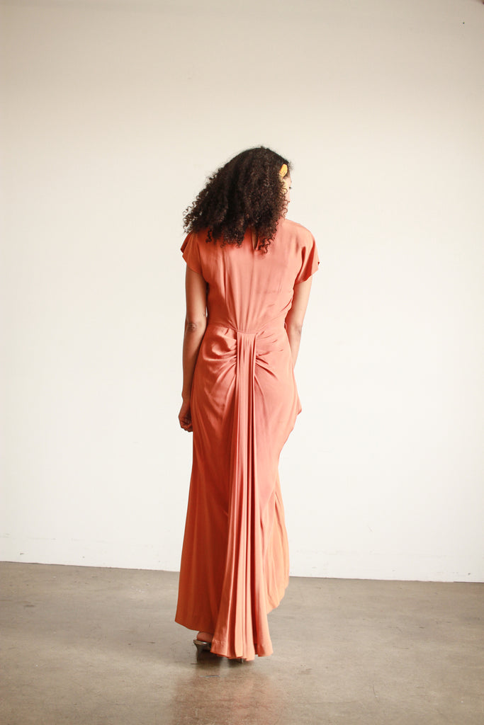 1940s Pumpkin Rayon Dolman Sleeve Dress 1940s Pumpkin Rayon Dolman Sleeve Dress