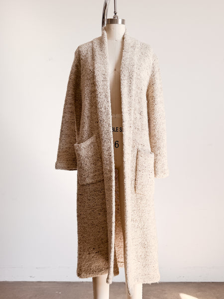 1980s Oatmeal Knit Long Duster Coat