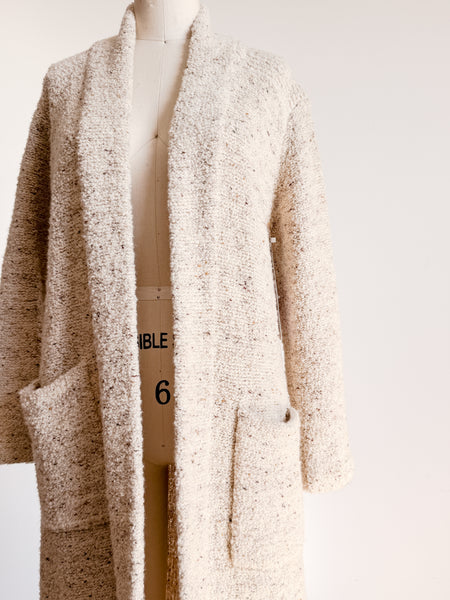 1980s Oatmeal Knit Long Duster Coat