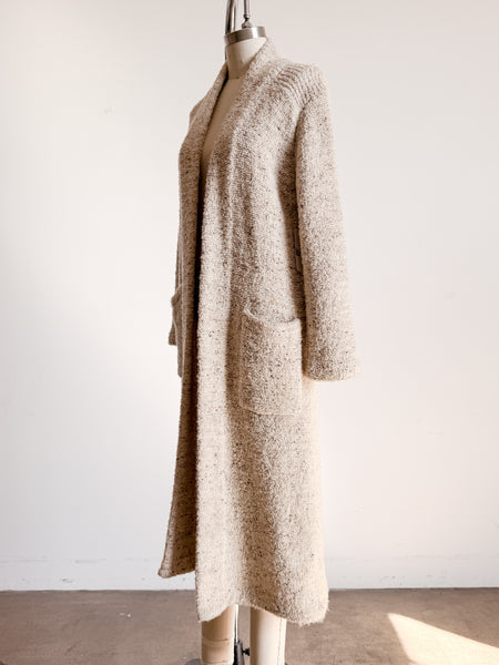 1980s Oatmeal Knit Long Duster Coat
