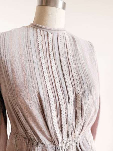 1900s Mauve Knit Mixed Print Cotton Bodice