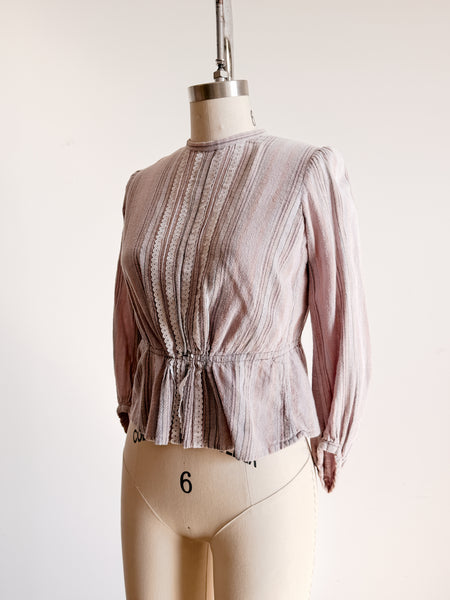 1900s Mauve Knit Mixed Print Cotton Bodice