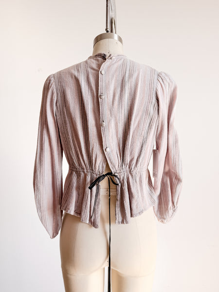 1900s Mauve Knit Mixed Print Cotton Bodice
