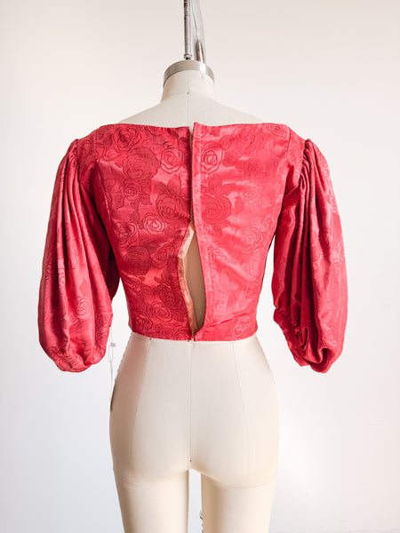 Antique Cherry Red Jacquard Corset Bodice