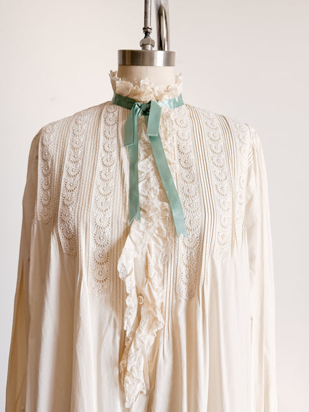 Victorian Cream Cotton Embroidered Nightgown