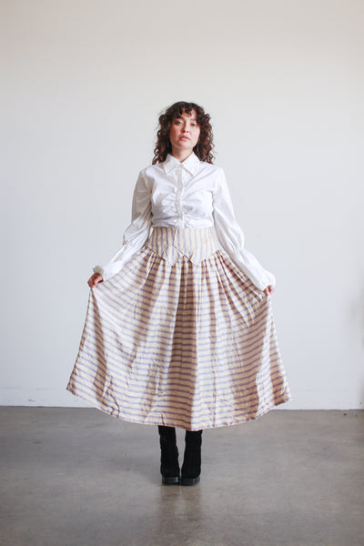 Edwardian Periwinkle Silk Striped Skirt