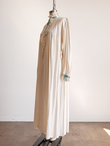 Victorian Cream Cotton Embroidered Nightgown