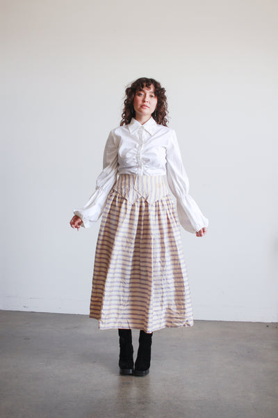 Edwardian Periwinkle Silk Striped Skirt