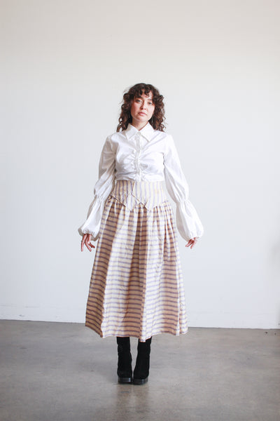 Edwardian Periwinkle Silk Striped Skirt