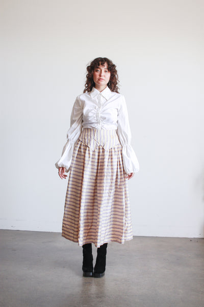 Edwardian Periwinkle Silk Striped Skirt