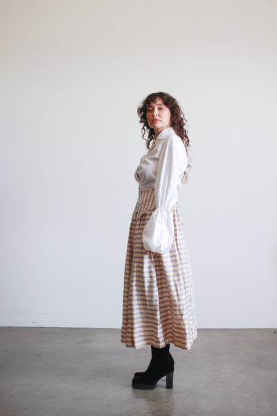 Edwardian Periwinkle Silk Striped Skirt