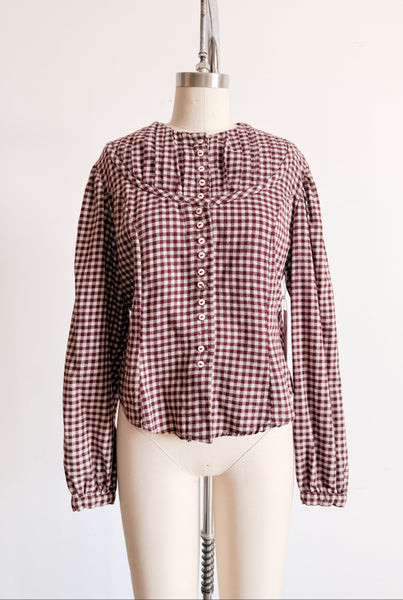 Victorian Brown Plaid Ruffled Bodice