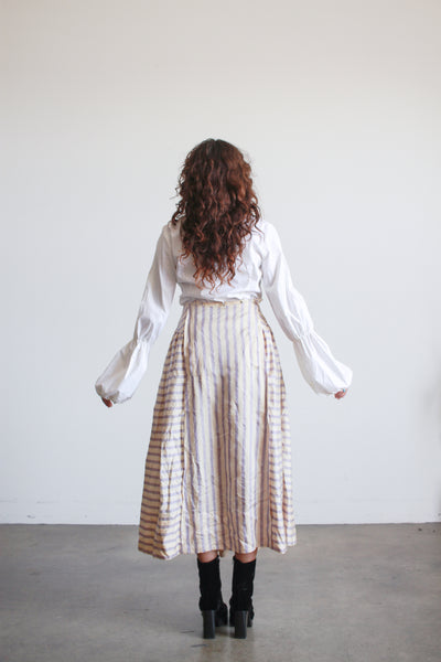 Edwardian Periwinkle Silk Striped Skirt
