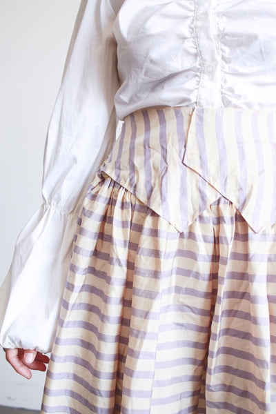 Edwardian Periwinkle Silk Striped Skirt