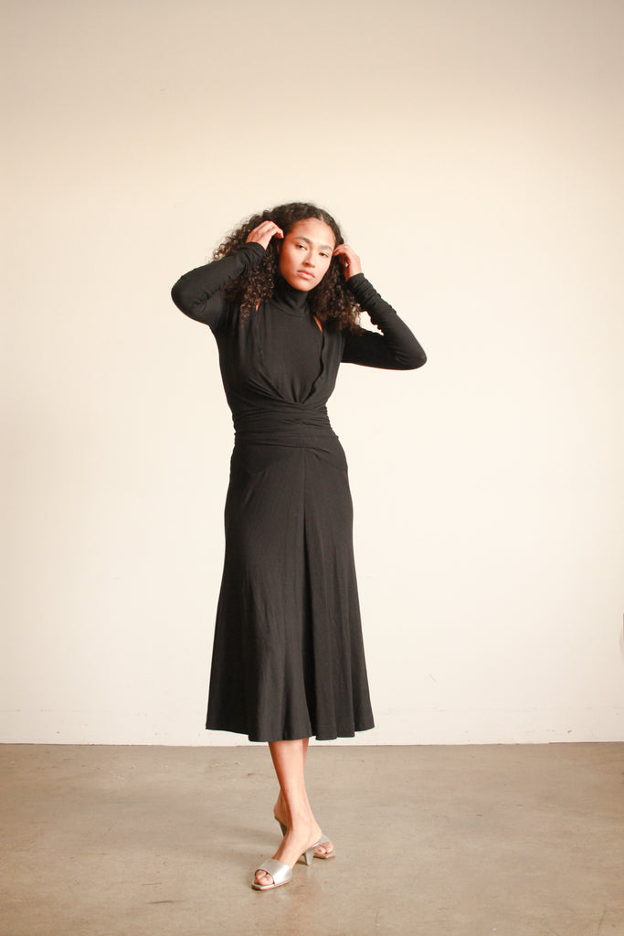 1990s Donna Karan Black Cotton Jersey Halter Dress – Blossom Vintage
