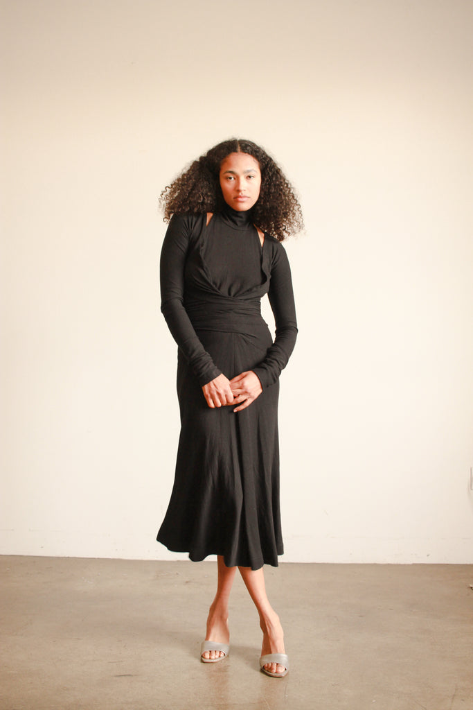 1990s Donna Karan Black Cotton Jersey Halter Dress – Blossom Vintage