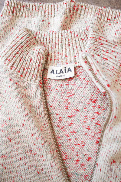 1990s Alaia Speckled Half Zip Sweater