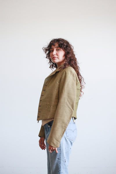 1920s Striped Wool Double Breasted Blazer