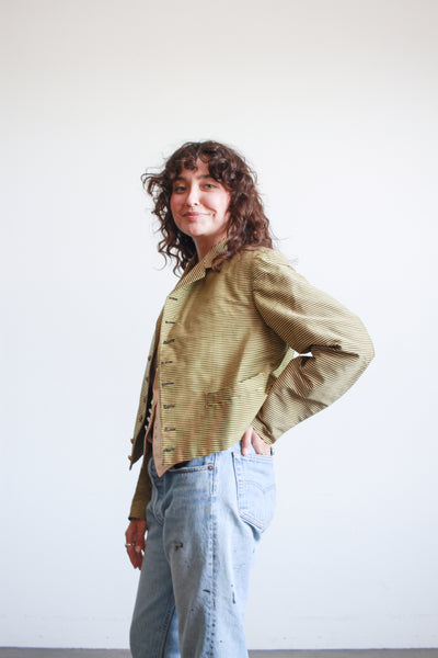 1920s Striped Wool Double Breasted Blazer