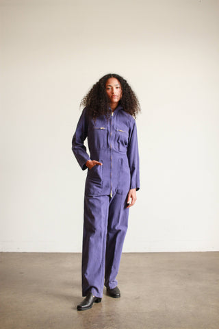 1970s Blue Cotton Twill Jumpsuit