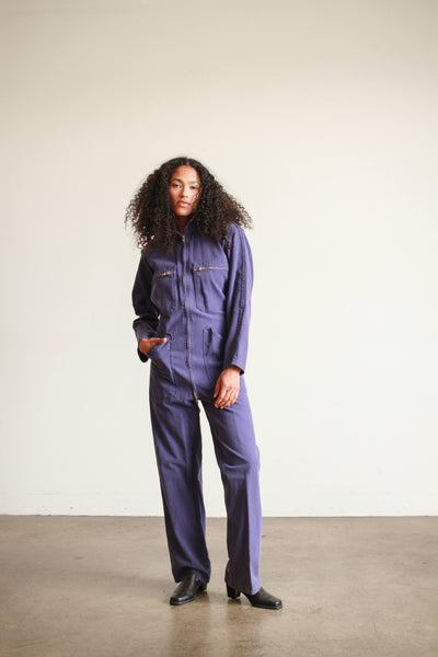 1970s Blue Cotton Twill Jumpsuit