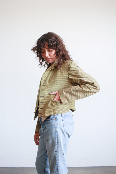 1920s Striped Wool Double Breasted Blazer