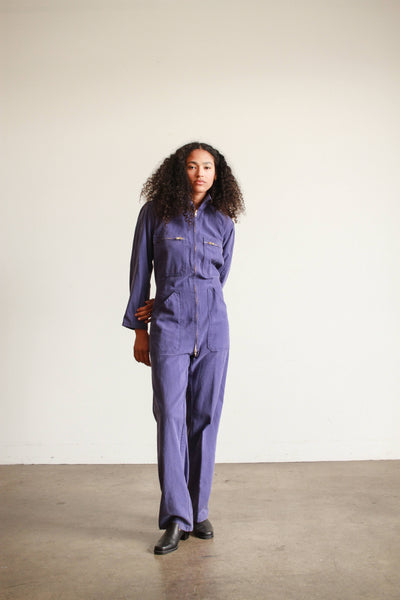 1970s Blue Cotton Twill Jumpsuit