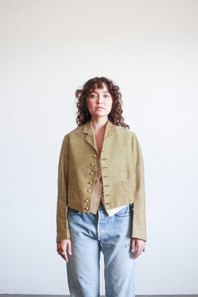 1920s Striped Wool Double Breasted Blazer