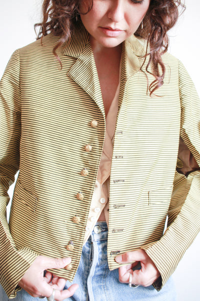 1920s Striped Wool Double Breasted Blazer