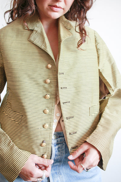 1920s Striped Wool Double Breasted Blazer