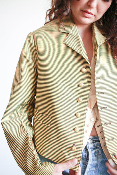 1920s Striped Wool Double Breasted Blazer