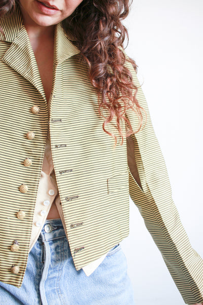 1920s Striped Wool Double Breasted Blazer