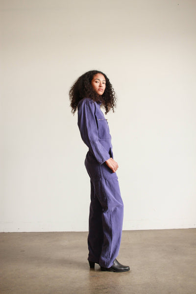 1970s Blue Cotton Twill Jumpsuit