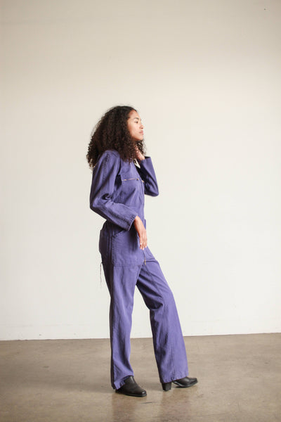 1970s Blue Cotton Twill Jumpsuit