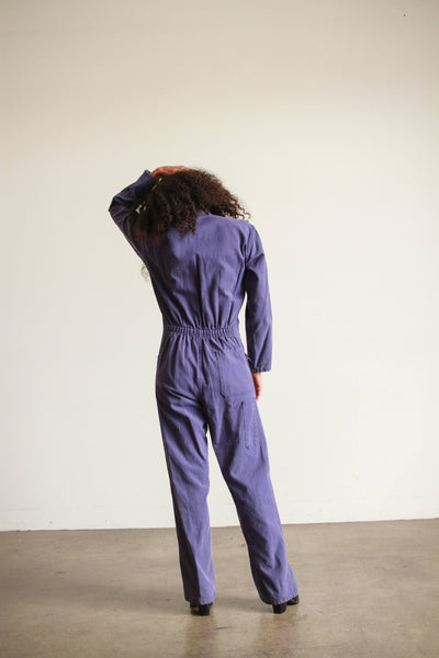 1970s Blue Cotton Twill Jumpsuit