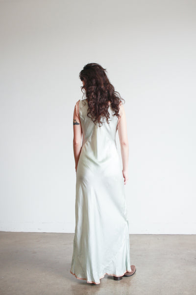 1930s Ice Blue Silk Bias Cut Nightgown