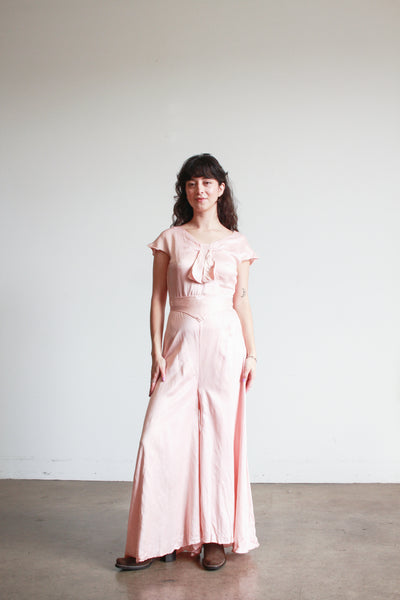 1930s Ballet Pink Silk Jumpsuit