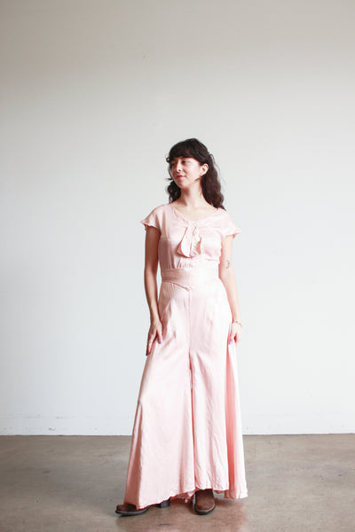 1930s Ballet Pink Silk Jumpsuit
