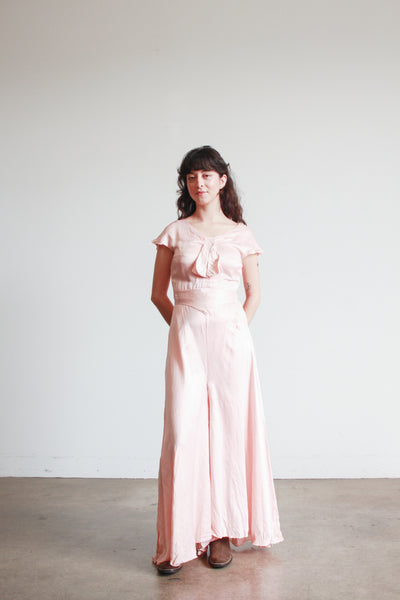 1930s Ballet Pink Silk Jumpsuit
