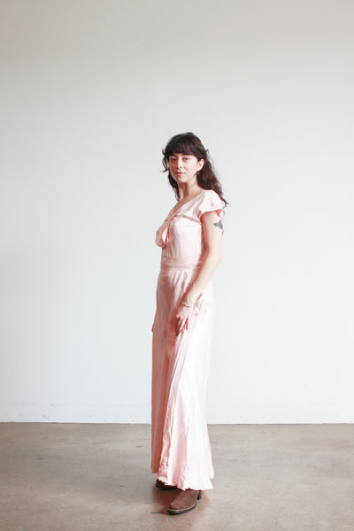 1930s Ballet Pink Silk Jumpsuit
